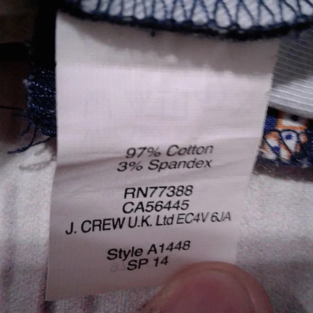 J.Crew Foulard Print Minnie Pants Skinny Ankle Navy Blue Size 00 - Picture 8 of 8